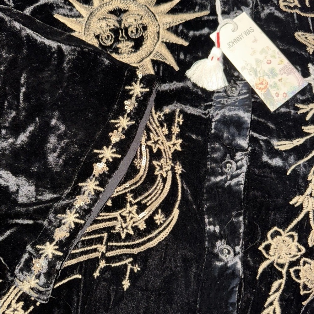 Johnny Was heavily embroidered celestial Miaora Velvet Kimono Shirt/Jacket NWT - Picture 10 of 16